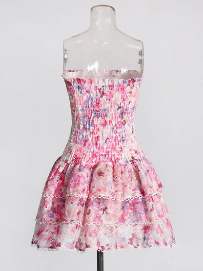 Flower Printing Elastic Dress - Akira