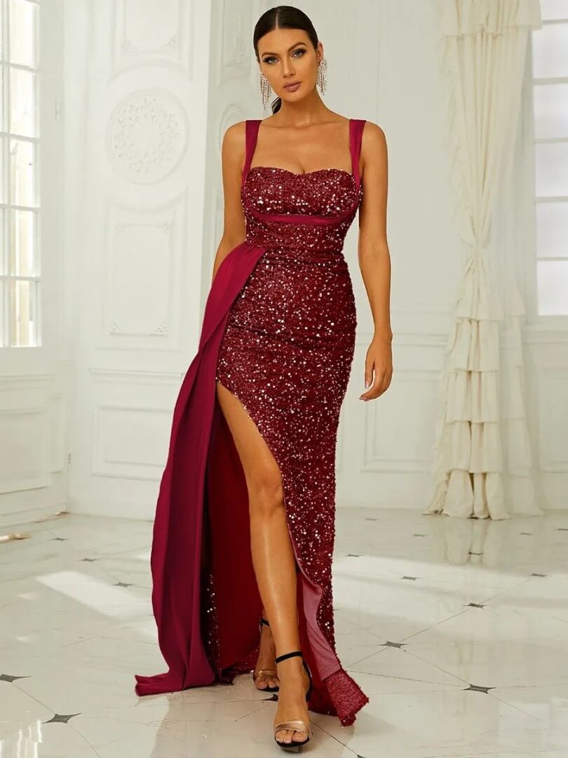 Luxury Draped Split Dress - Kiara