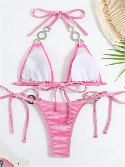 Velvet Triangle Bikinis Set - Dream