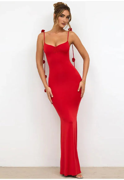 Silp Rose Red Long Dress - Flora