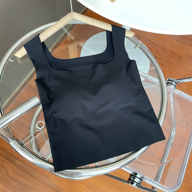 Built in Bra Square Neck One-piece Fixed Cup Top - Carrie