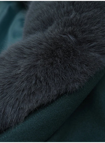 Elegant Fur Collar Trench Coat - Randa