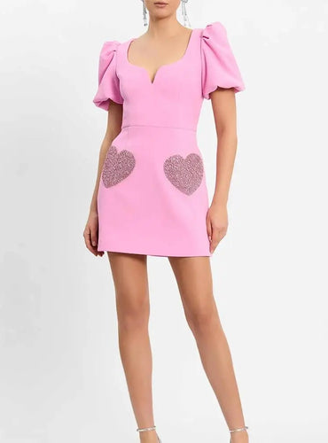 Love Heart Puff Sleeve Dresses - Keitlyn