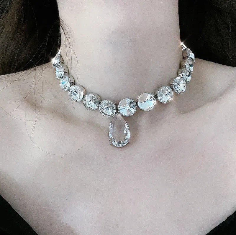 Exaggerated Rhinestone Necklace - Elsie