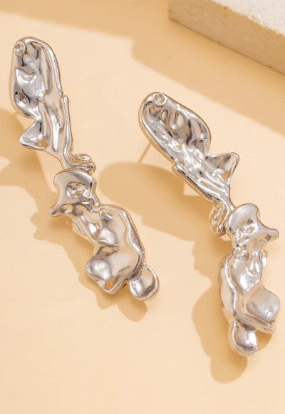 Irregular Liquid Metal Earring - Naomi