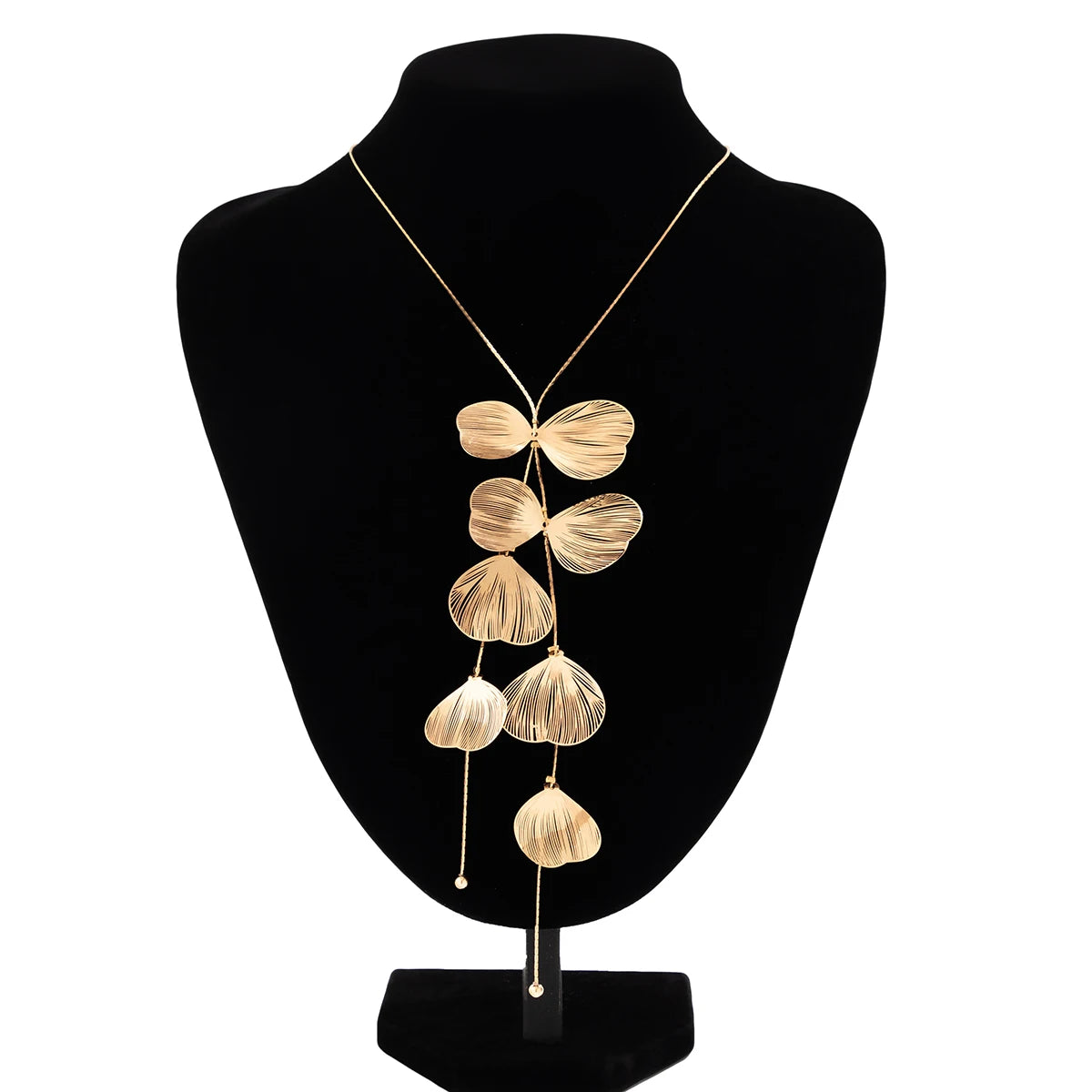 Leaf Petals Charm Long Necklace - Aria