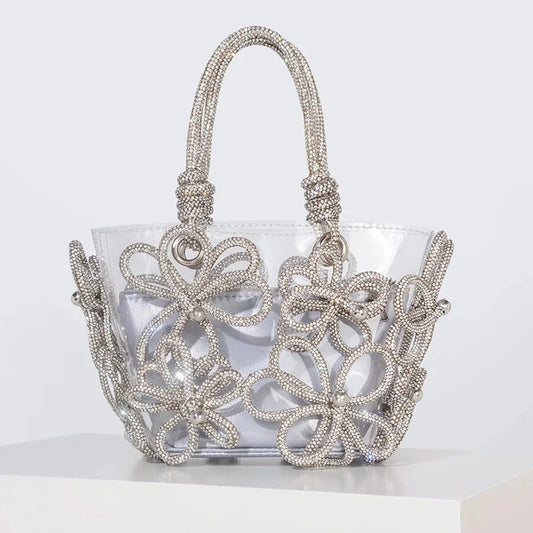 Diamond Flower Transparent Bag - Cassia