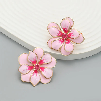 Metal Flower Enamel Earring - Jessica