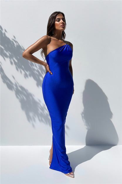 One Shoulder Backless Sexy Maxi Dress - Lila