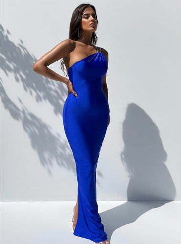 One Shoulder Backless Sexy Maxi Dress - Lila