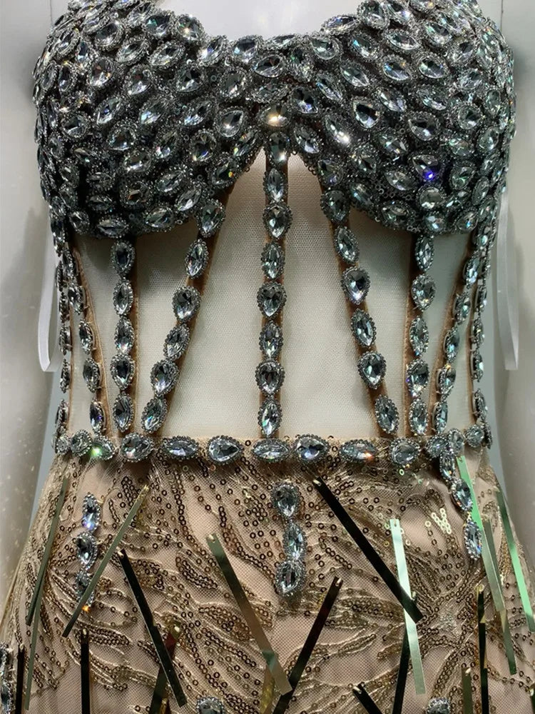 Sexy Backless Beading Sparkly Dress - Darla