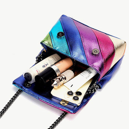 Spliced Chain Crossbody Bag - Rainbow