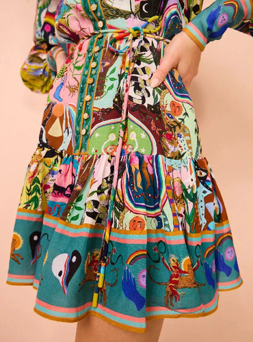 Printed Puff Sleeve Mini Dress - Daiana
