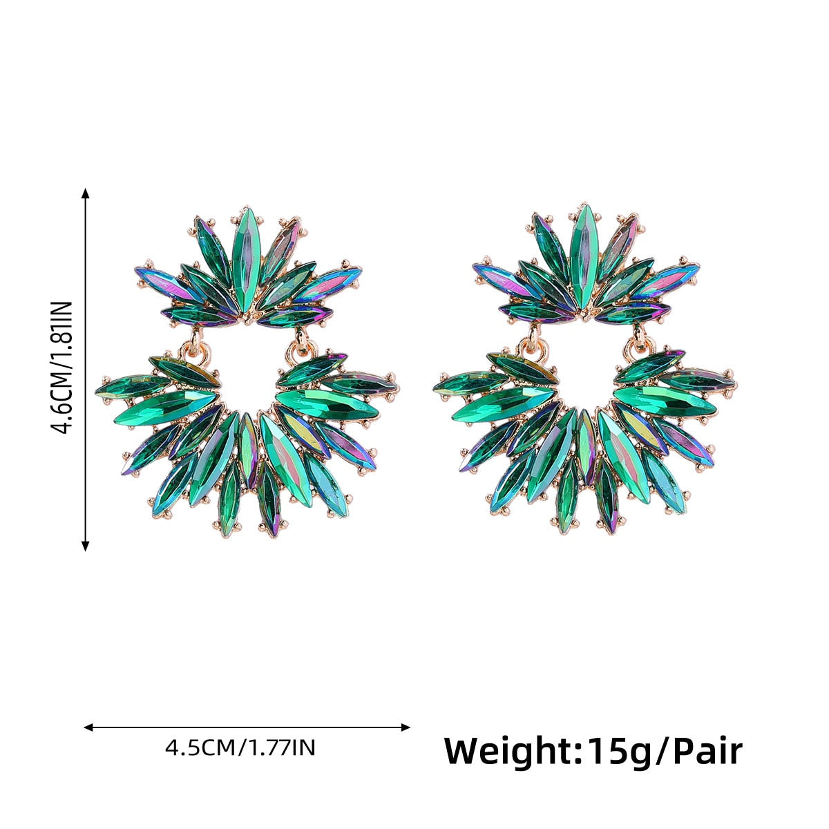 Rhinestone Geometry Dangle Earrings - Carnival