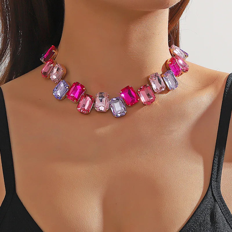 Square Pink Choker - Evelyn