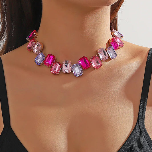 Square Pink Choker - Evelyn