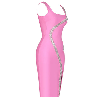 Sexy Beading Bandage Dress - Snake