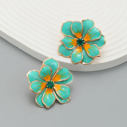 Metal Flower Enamel Earring - Jessica