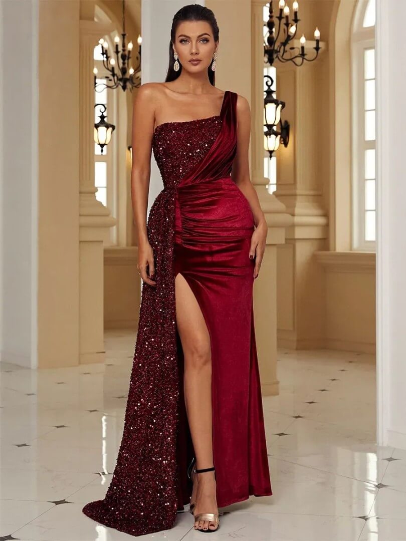 Luxury One Shoulder Evening Dress - Gloria