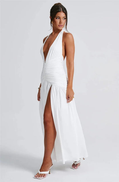 Deep V Neck Backless Dress - Hayla