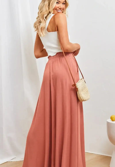 Summer Wide Leg With Elastic Waistband Pants - Alina