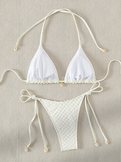 White Shell Design Bikinis Set - Hawaii