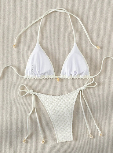 White Shell Design Bikinis Set - Hawaii