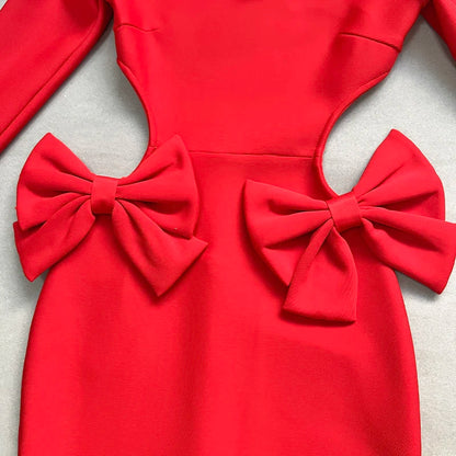 Long Sleeve Bow Dress - Babi