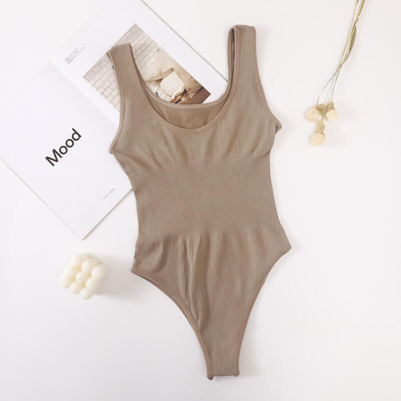 Ribbed Bodysuit Shaper Tummy Control