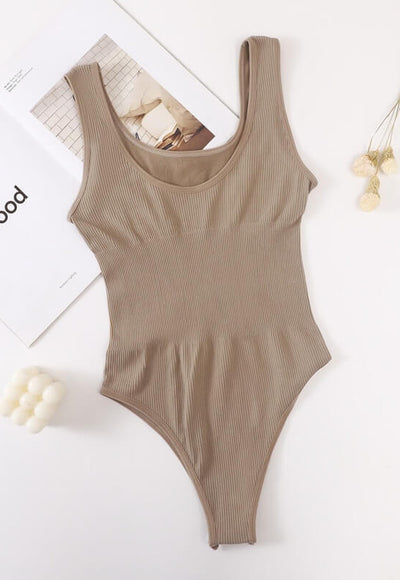 Ribbed Bodysuit Shaper Tummy Control