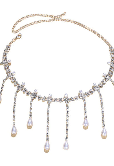 Crystal Pearl Tassels Choker - Keira