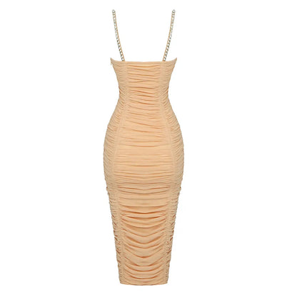 Pleated Spaghetti Strap Dress - Veronica