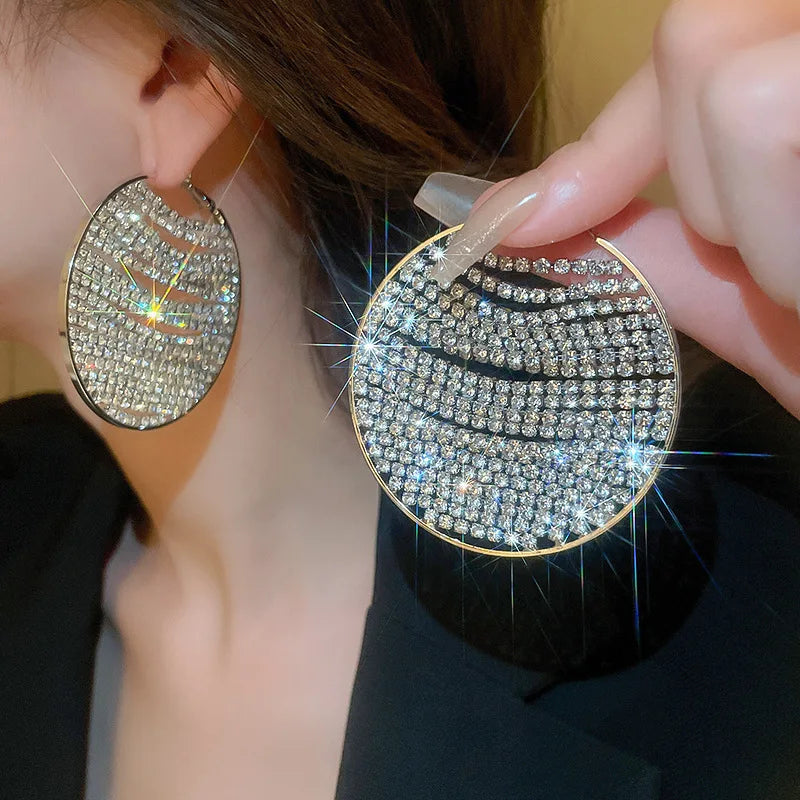 Rhinestone Big Round Earring - Pria