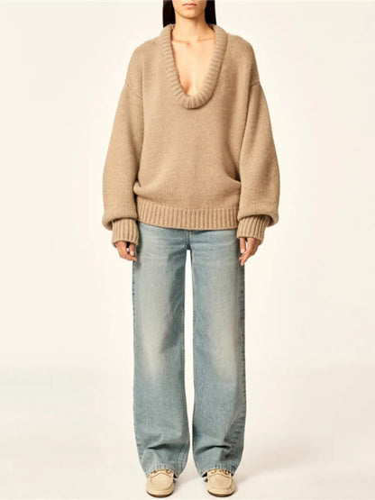 Loose O Neck Knit Sweater - Linda