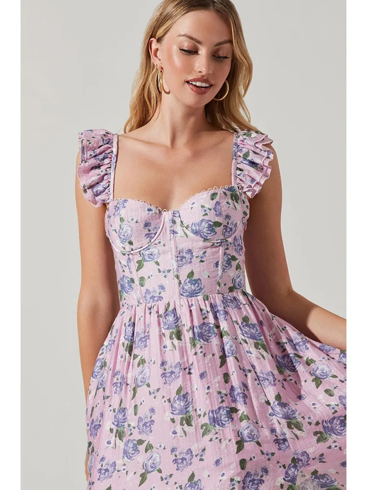 Summer Flower Split Dress - Penny