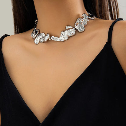 Irregular Liquid Metal Choker - Naomi