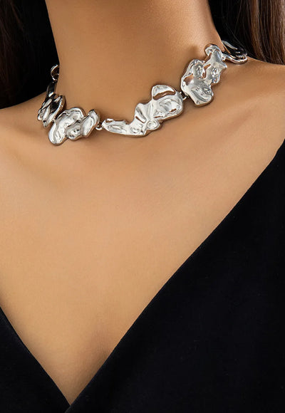 Irregular Liquid Metal Choker - Naomi