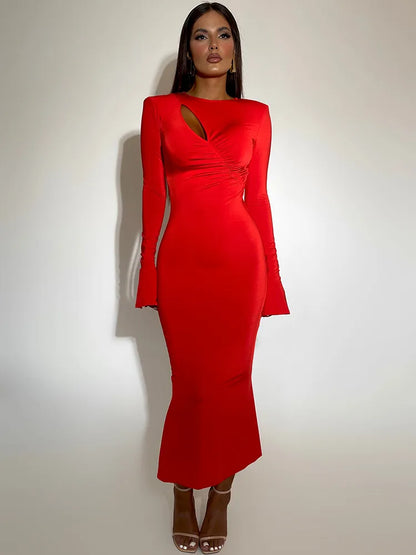 Sexy Bodycon Long Sleeve Cut Out Dress - Beatrice