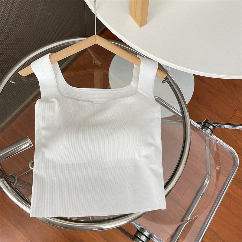 Built in Bra Square Neck One-piece Fixed Cup Top - Carrie