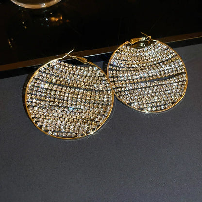 Rhinestone Big Round Earring - Pria