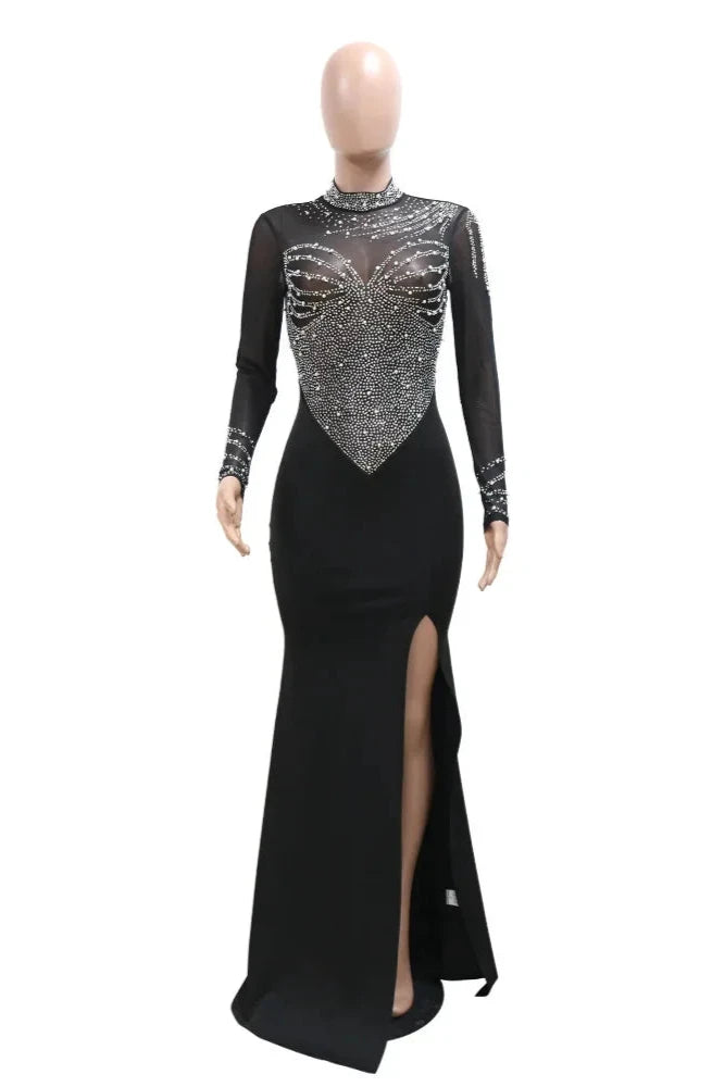 Long Sleeve Diamonds Dress - Perla