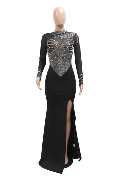 Long Sleeve Diamonds Dress - Perla