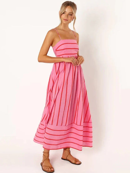 Striped Cut Out Dress - Leslie