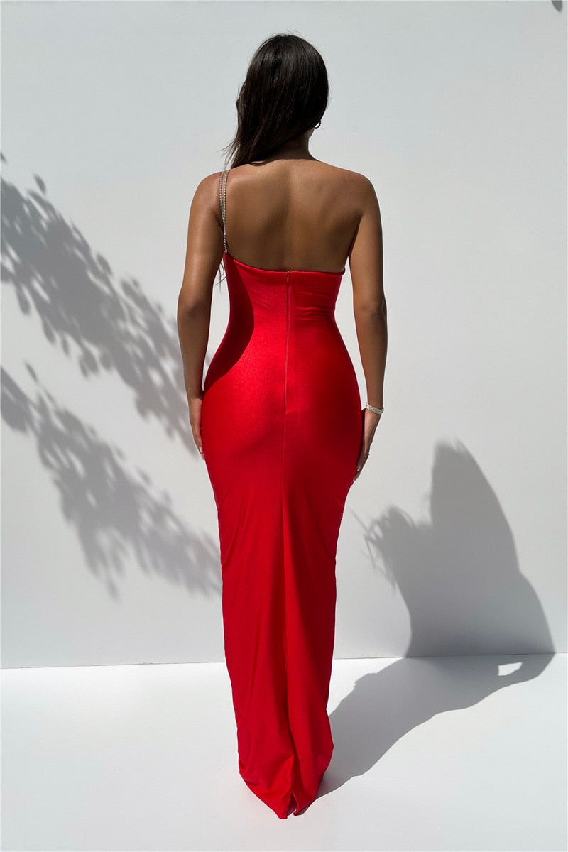 One Shoulder Backless Sexy Maxi Dress - Lila