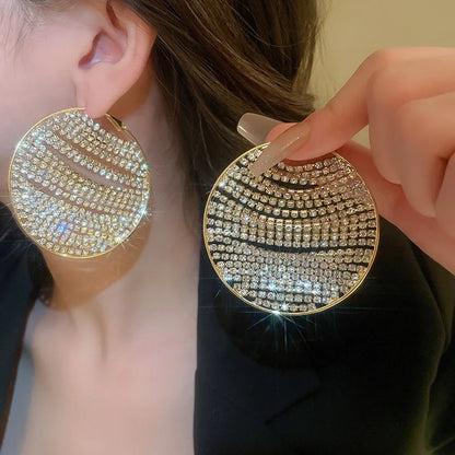 Rhinestone Big Round Earring - Pria