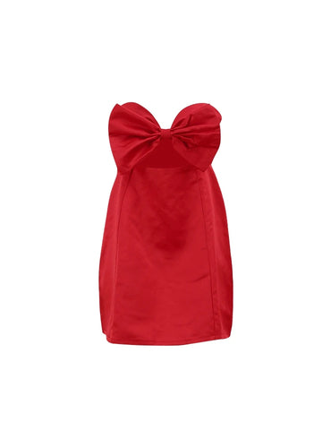 Sexy Strapless Cut Out Bow Dress - Charlize