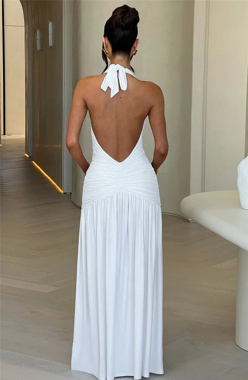 Deep V Neck Backless Dress - Hayla