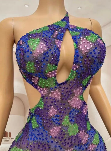 Colorful Rhinestones Dress - Bianca