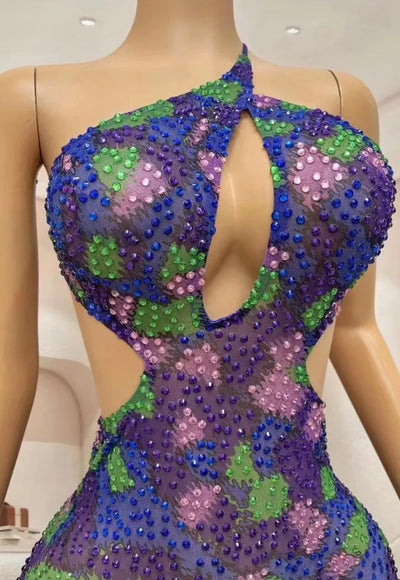 Colorful Rhinestones Dress - Bianca