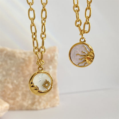 Sun and Moon Pearl Necklace - Sky